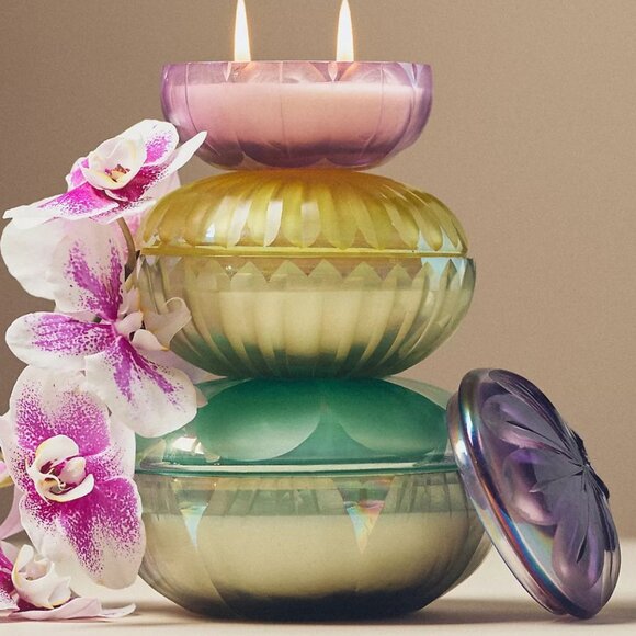 Anthropologie Blooming Floral Tulip Fields Glass Candle Size XS NEW WITH‎ TAG - Picture 2 of 3